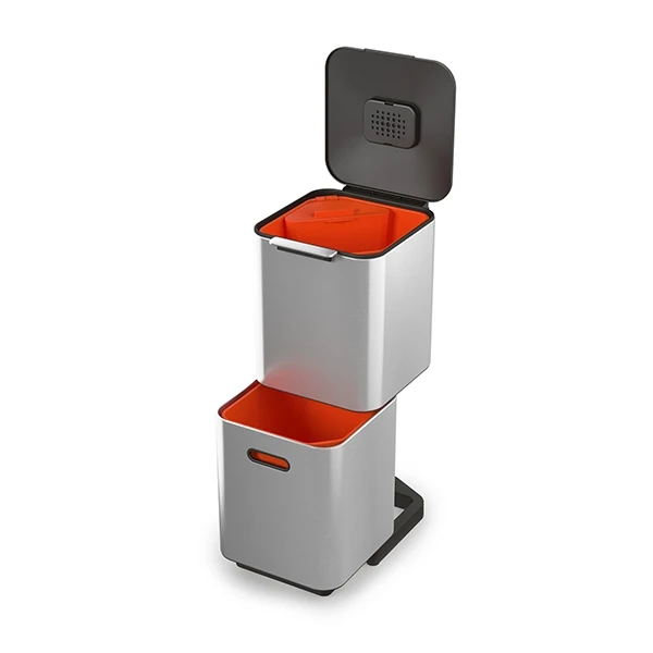 Poubelle Totem acier inoxydable 40 L - 2 compartiments 20 L Joseph Joseph