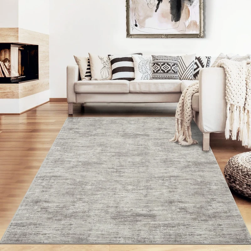 Garvee Tapis de Salon Lavable 120x170 cm Camel Antidérapant Sans Peluches Pour Salon et Bureau