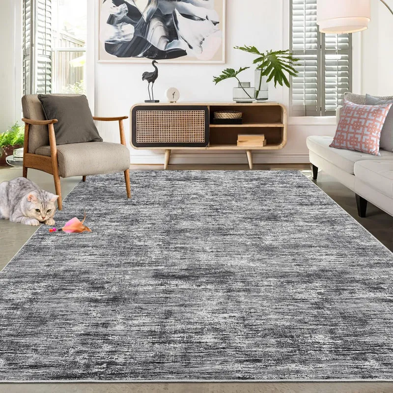 Garvee Tapis Court Lavable Antidérapant Pliable Pour Couloir Bureau Salon Chambre, Texture Unie