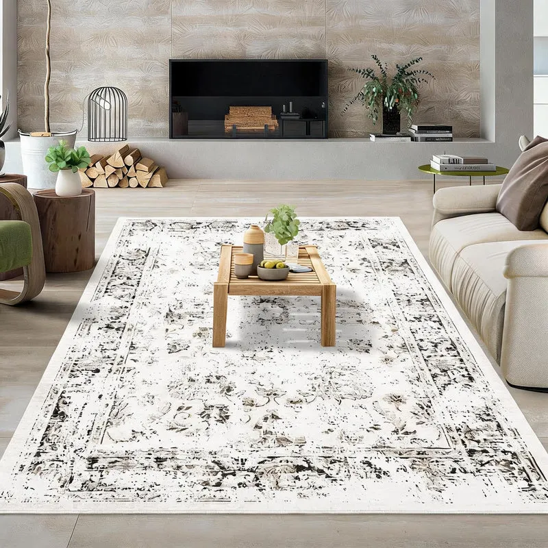 Garvee Vintage Teppich Kurzflor Waschbar Rutschfest TPR-Rückseite Für Wohnzimmer Schlafzimmer Flur Küche 240x340 cm Camel