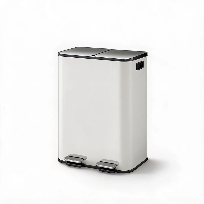 Garvee Poubelle Cuisine Double 2x8 Gal Acier Inoxydable 410 Anti-Empreintes Pedale Sans Contact Pour Sejour Bureau