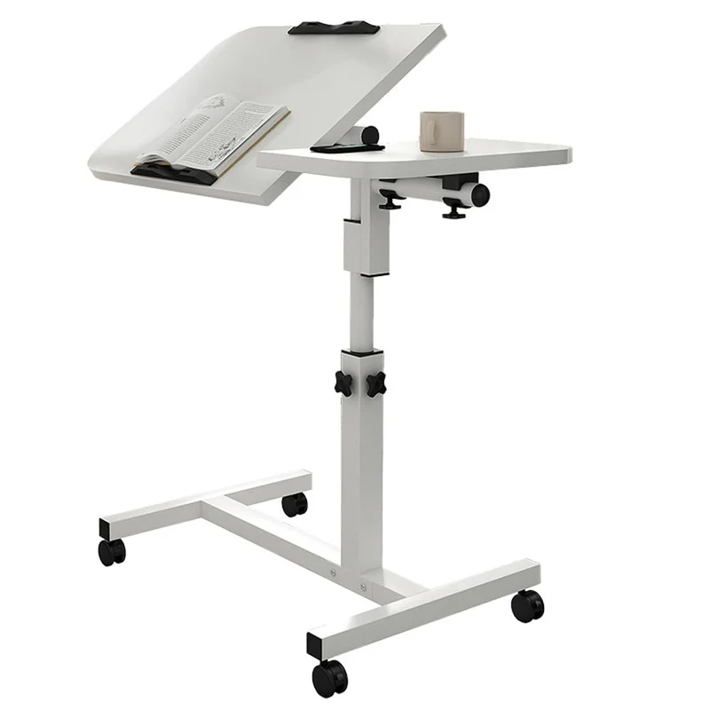 Garvee Table De Lit Mobile Avec Roulettes Hauteur Réglable Plateau Stable Acier Durable Usage Hospitalier Et Domestique Compacte