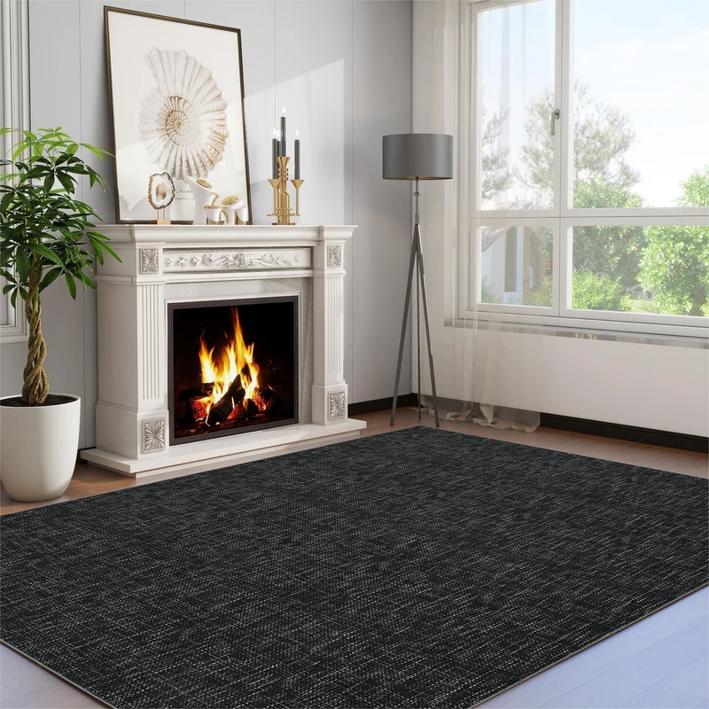Garvee Tapis Lavable 200x290cm Polyester Robuste Antidérapant Ultrafin Pour Salon Et Chambre Couleur Doux