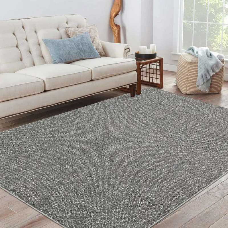 Garvee Tapis Moderne Lavable Polyester Antidérapant Gris 120x170cm Pour Salon Et Chambre