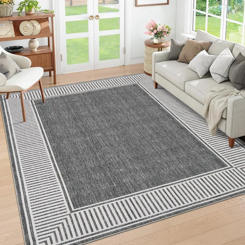 Garvee Tapis Court Lavable Ultra Doux Antidérapant En Polyester Pour Salon Et Chambre, Résistant Aux Taches, Taille Standard, Couleur Neutre