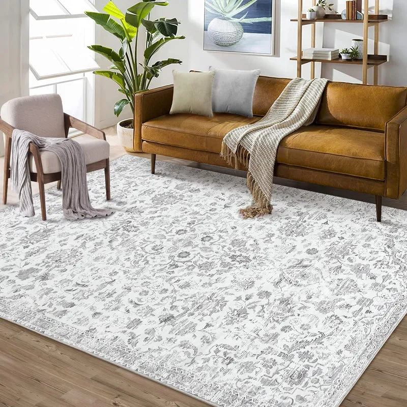 Garvee Alfombra Azul Vintage Moderne Antidérapante En Velours Court Doux 200x290cm Pour Salon Et Chambre