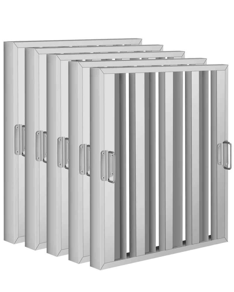 Garvee Filtre De Hotte 19,5x19,5" 430 Acier Inoxydable 5 Rainures Pour Cuisines Commerciales Argent