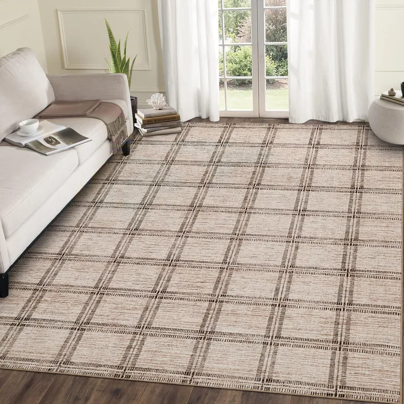 Garvee Alfombra Géométrica Moderne Antidérapant Lavable Polyester Doux Pour Salon Bureau