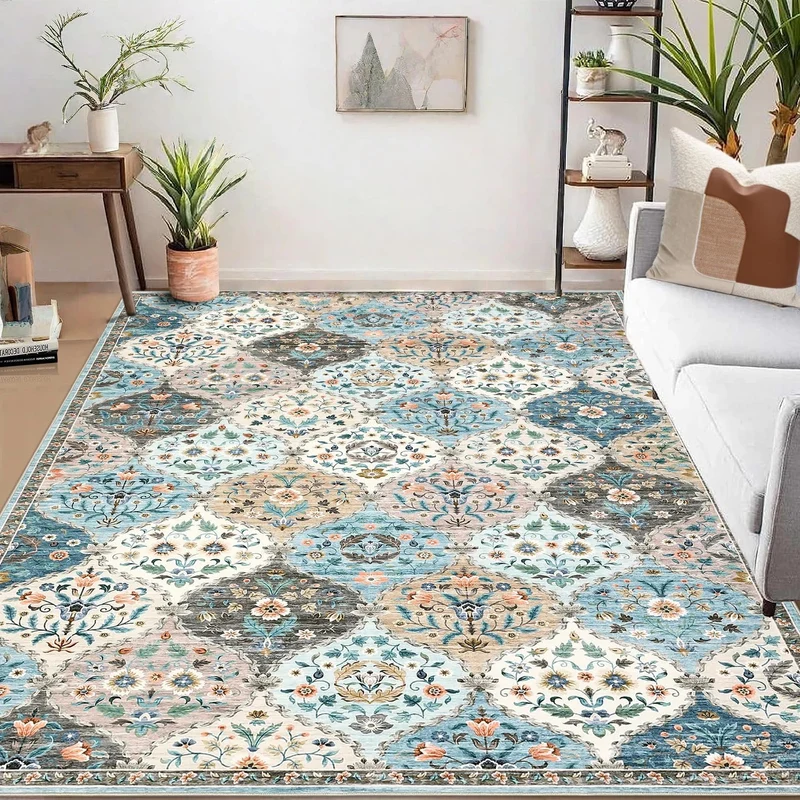 Garvee Tapis Coureur Nord-Africain 2x6 Vintage Antidérapant Lavable Fibre Synthétique Douce