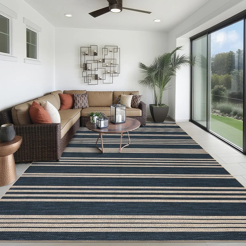 Garvee Alfombra Lavable Antideslizante Gruesa Bleu Marine 200x290 Pour Salon Chambre Décor Moderne