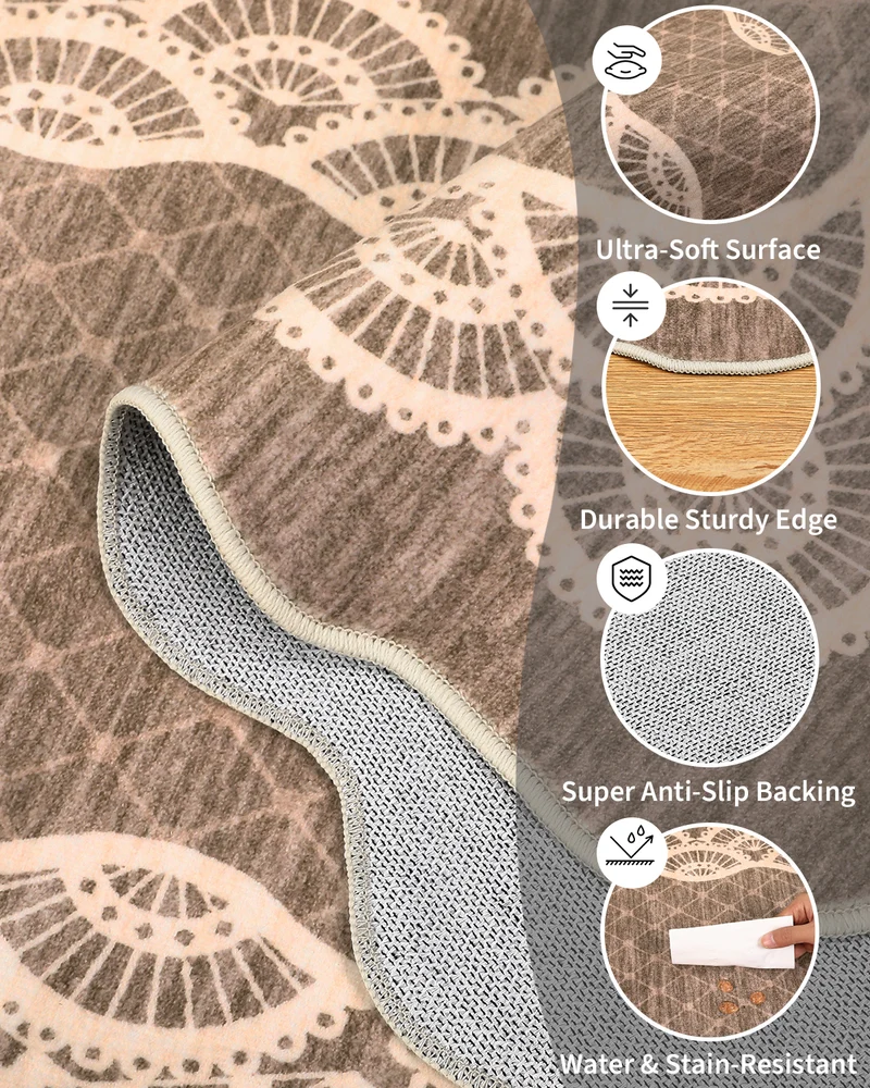 Garvee Alfombra Suave Cachemir Polyester Antidérapante Style Nube Brocado Pour Salon Et Chambre Taille Polyvalente