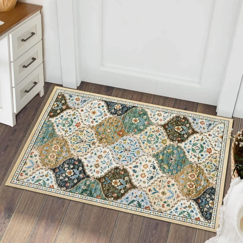 Garvee Tapis Coureur Nord-Africain 2x6 Vintage Treillis, Ultra-Doux, Anti-Dérapant TPR, Salon Et Couloir, Faible Épaisseur