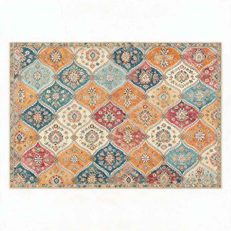 Garvee Tapis Vintage Lavable Antidérapant Pour Salon Et Chambre, Design Floral, Compatible Chauffage Sol, Confortable, Résistant