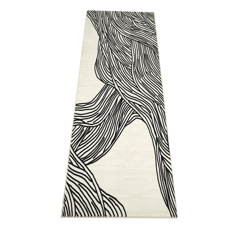 Garvee Tapis Coureur Lavable En Laine Synthétique Ultra Doux Antidérapant Pour Salon Chambre Salle À Manger 60x230cm Design Abstrait Moderne