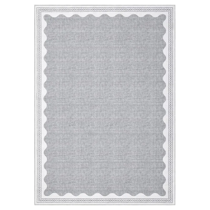 Garvee Tapis Moderne Lavable Avec Bord Ondulé Et Base Antidérapante Pour Salon Et Chambre, Perlvelours Doux, Confortable, Facile D'entretien