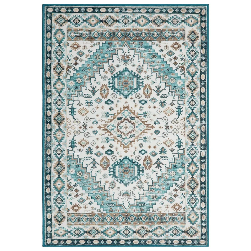Garvee Alfombra Persa Lavable 200x290 cm Terciopelo Base Antidérapante Para Dormitorio Y Salón Color Ornamental