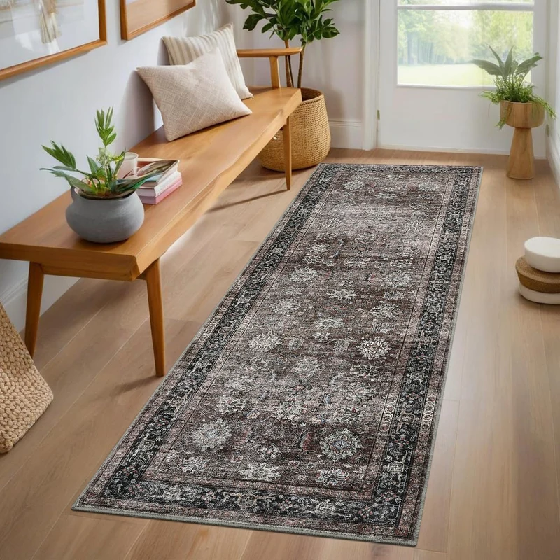 Garvee Alfombra TPR Lavable 100% Polyester 350gsm Velours Perlé Design SOM-Persia-Arbóreo Moderne Pliable Pour Maison