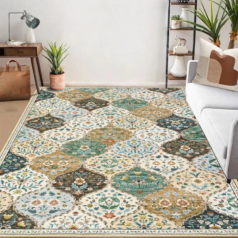 Garvee Tapis Coureur Nord-Africain 2x6 Vintage Treillis Ultra-Doux Antidérapant TPR Salon Chambre