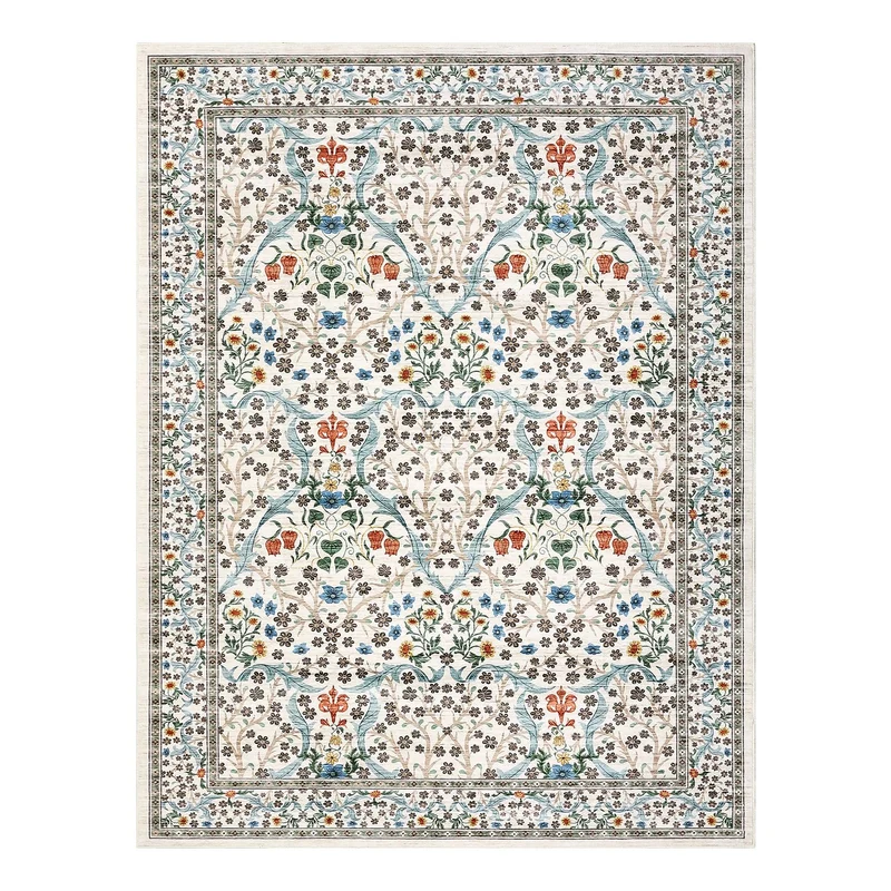 Garvee Tapis De Fleurs Botanique Antidérapant Ultrafin Lavable En Machine Pour Chambre Enfant