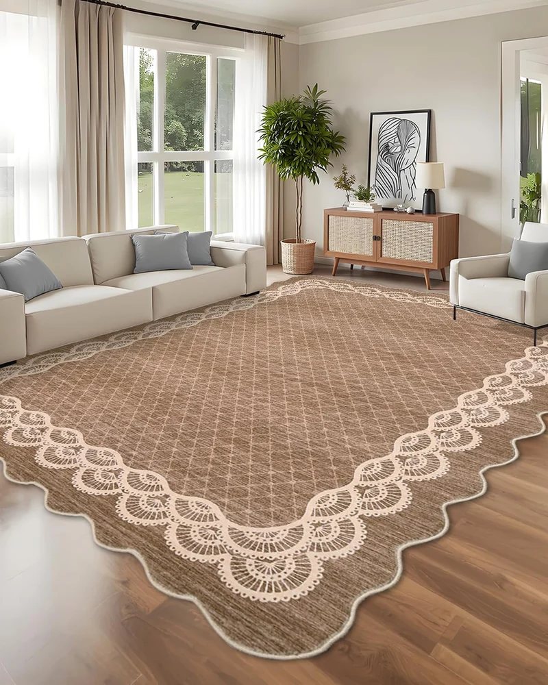 Garvee Alfombra Suave Cachemir 1200gsm Lavable Polyester Antidérapante Pour Salon Chambre Taille Idéale Couleur Élégante