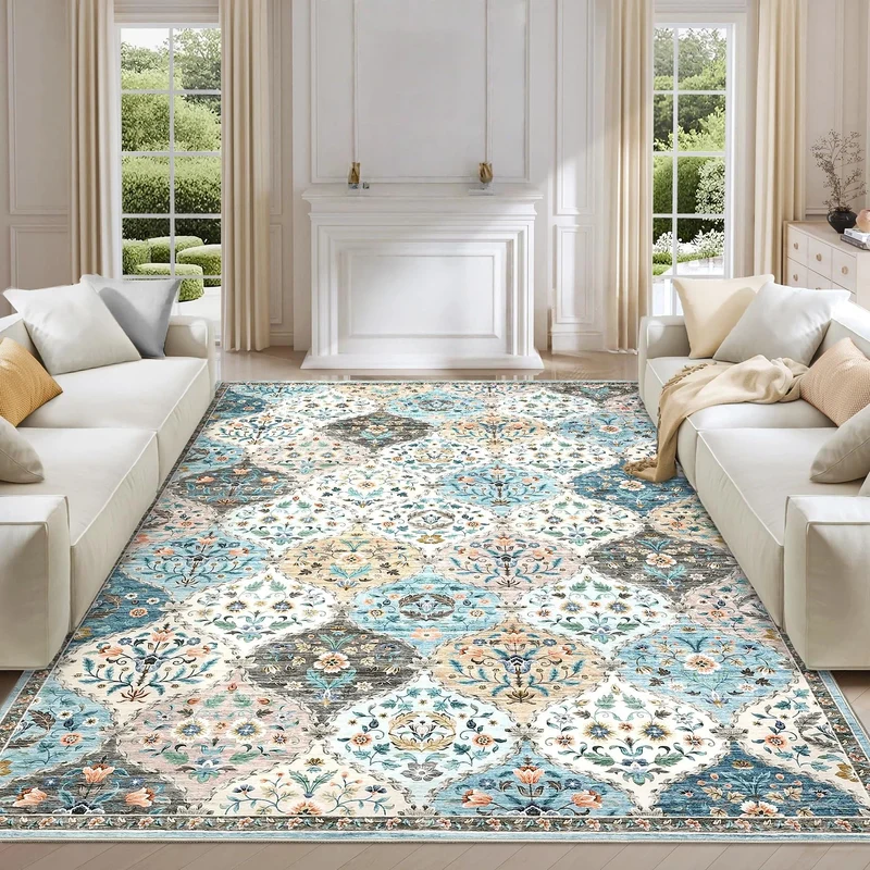 Garvee Tapis Coureur Nord-Africain 2x6 Vintage Treillis Ultra-Doux Antidérapant TPR Salon Chambre