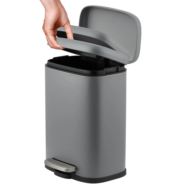 Garvee Mülleimer 5L Aus Edelstahl Soft-Close Anti-Empreintes Für Küche Und Büro Kompakt Silber