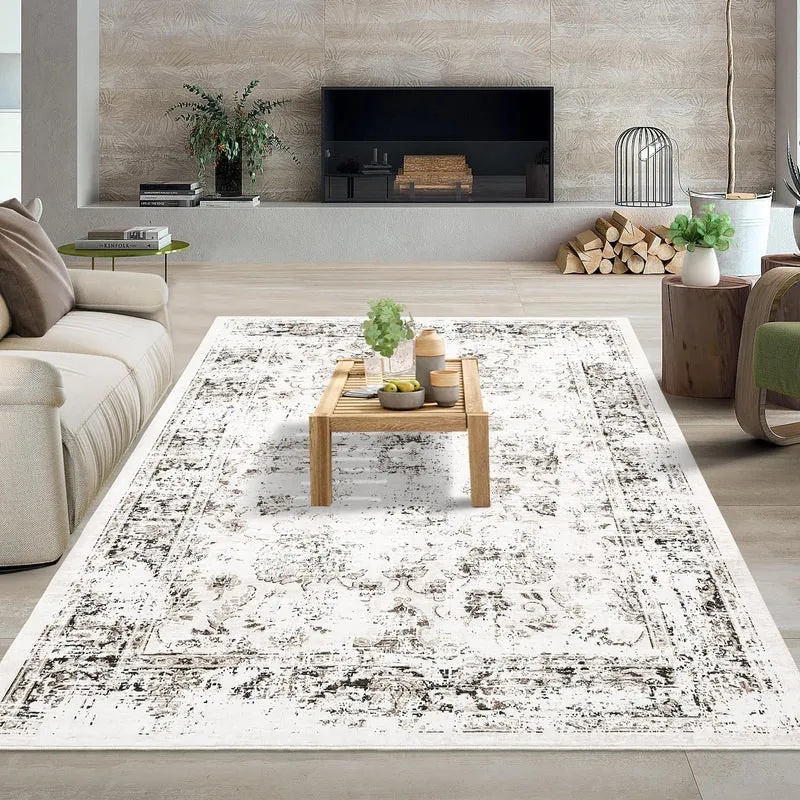 Garvee Tapis Persan Moderne Kaltchrysantheme Polyester 100% Roulable Lavable TPR Antidérapant Salon Chambre Vintage