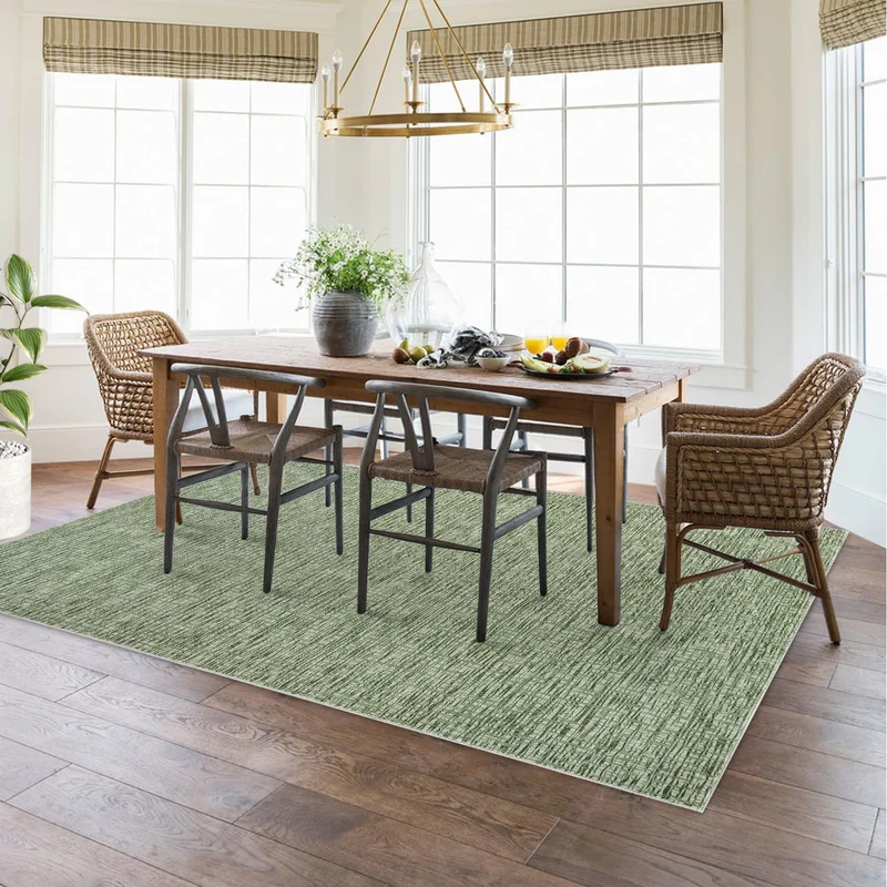 Garvee Tapis Moderne Salon Vert Foncé 120x170 cm Court Flor Doux Lavable Antidérapant Polyester