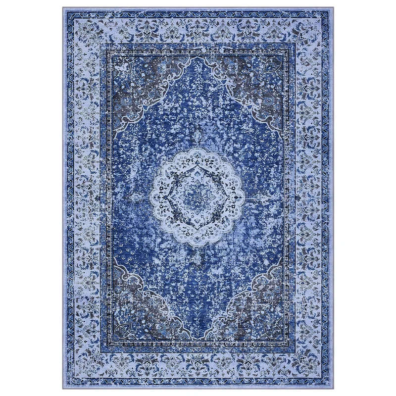 Garvee Alfombra Vintage Bohemia Lavable Pour Salon Et Bureau Gris Bleu 240x340 cm