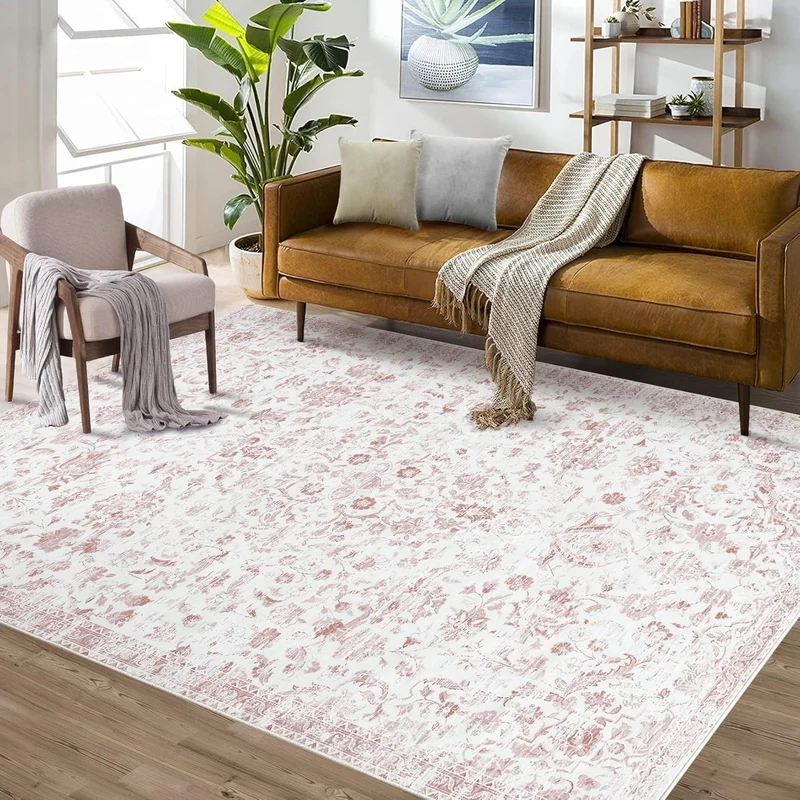 Garvee Alfombra De Felpa De Perlas 350 g/m² Diseño Persa Flores Retro Antideslizante TPR Lavable Plegable 240x340 cm Salón et Chambre