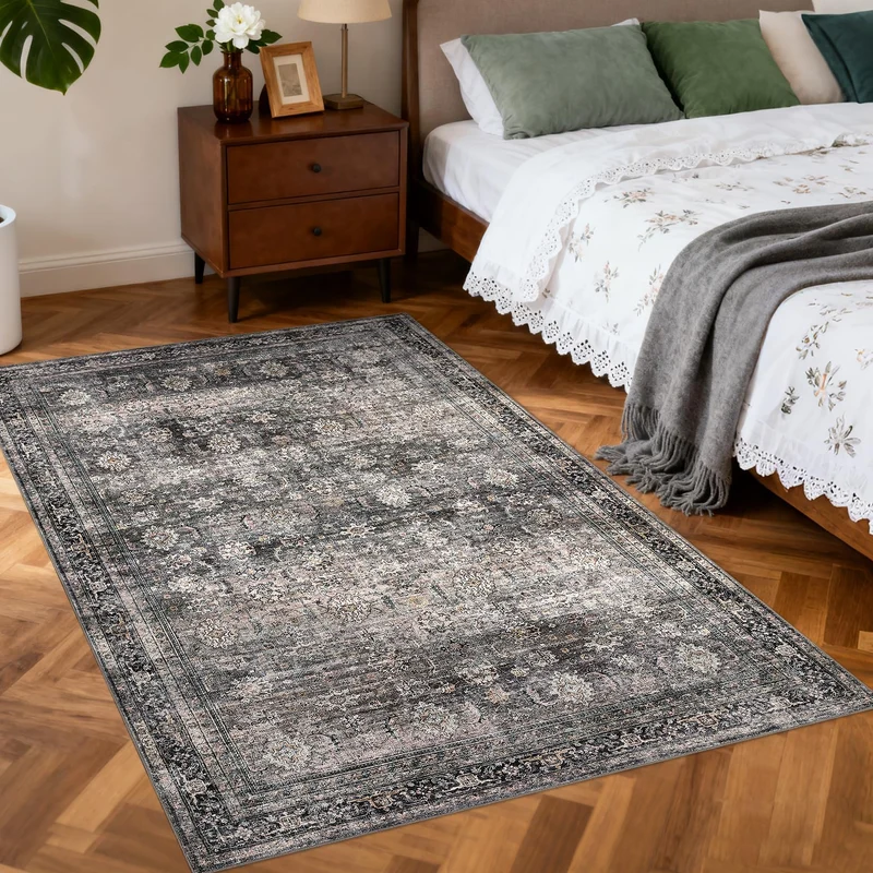 Garvee Tapis Vintage Boho Antidérapant Polyester Pour Salon Et Chambre, 160x230cm, Design Oriental