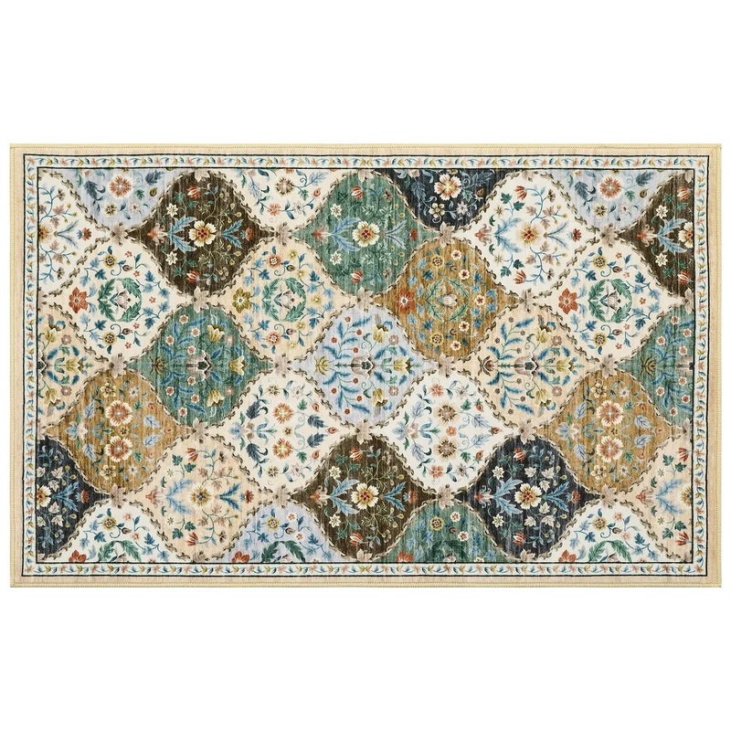 Garvee Tapis Coureur Nord-Africain 2x6 Vintage Treillis Ultra-Doux Antidérapant TPR Salon Chambre