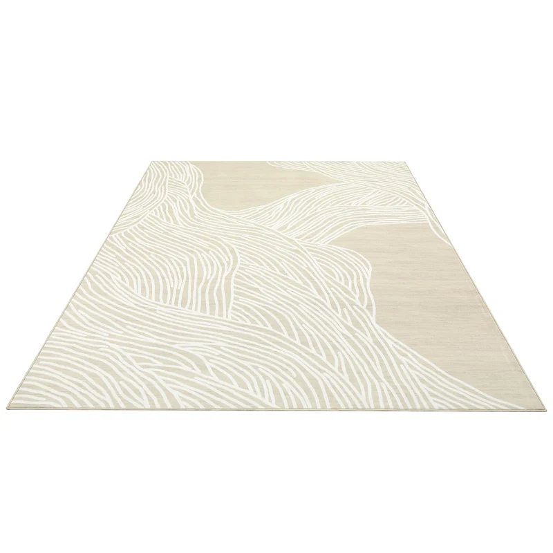 Garvee Tapis Lavable En Laine Synthétique Antidérapant Pour Salon Chambre Salle À Manger 120x170 Cm Camel