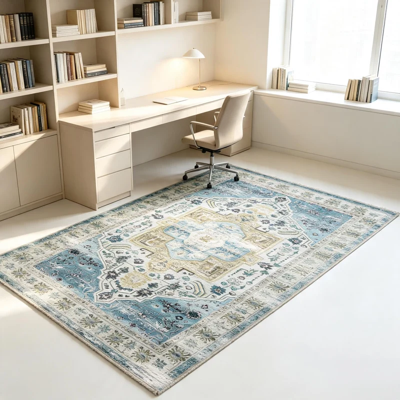 Garvee Alfombra Salón Lavable Antideslizante Pelo Corto Azul 80x150cm - 1200 GSM Épais