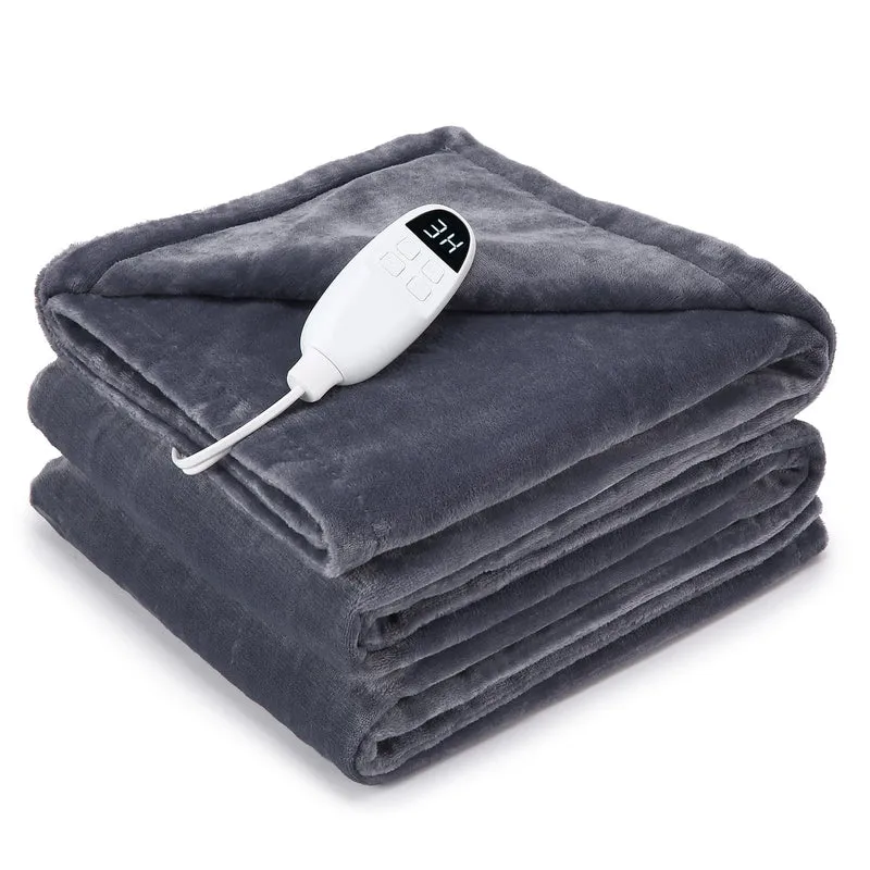 Garvee Couverture Chauffante Électrique 180x130 cm Gris Ultra Douce Chauffage Rapide Sécurisée