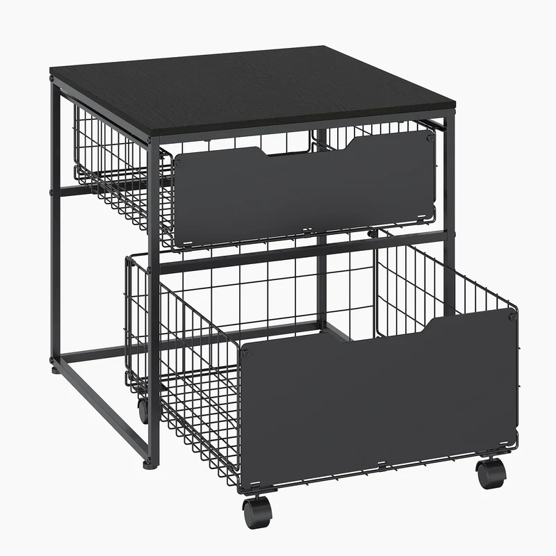 Garvee Support Réfrigérateur 22x22IN Avec Tiroirs Métalliques Pour Cuisine Petit Espace Noir