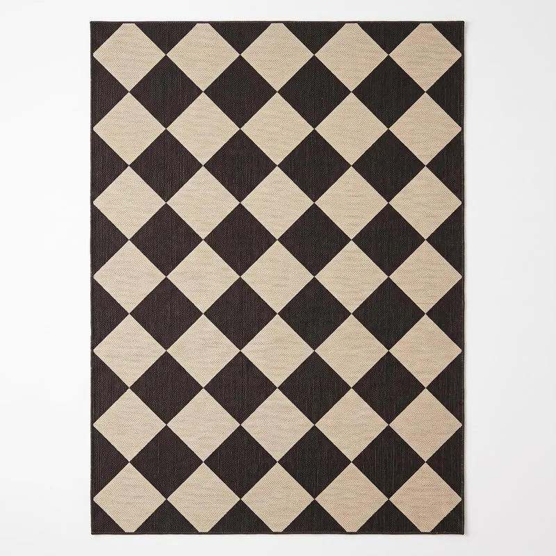 Garvee Alfombra De Pasillo Géométrique À Carreaux Et Losanges Lavable Antidérapante 60x230 cm Noir Et Blanc