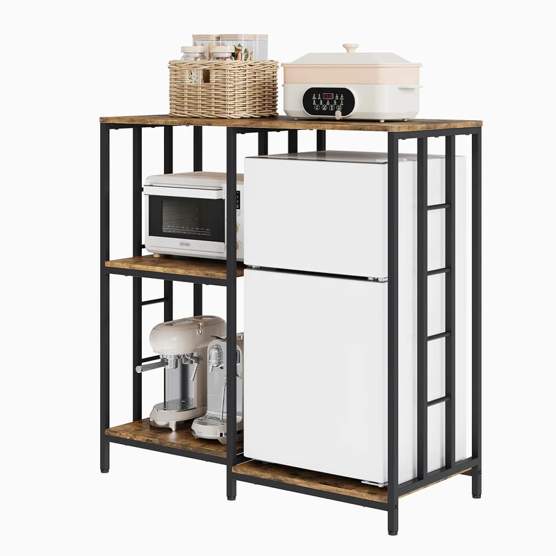 Garvee Mini Frigo Stand 4 Niveaux Support Robuste Fer Et MDF Cuisine Bureau 37.18"x15.75"x40.55"