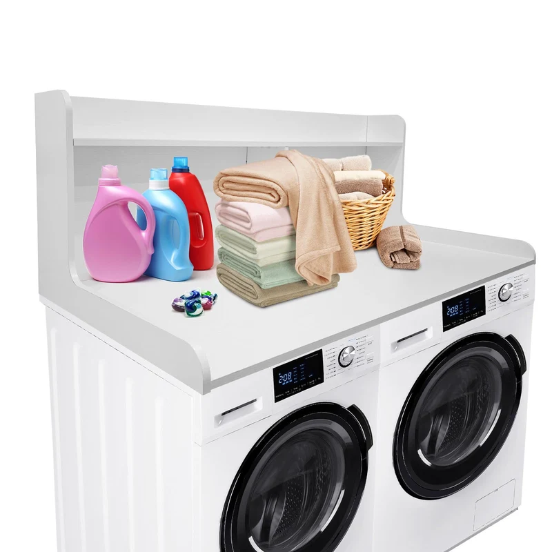 Garvee Comptoir Lave-Linge 2 Niveaux Bois Résistant à l'Eau Avec Bords Anti-Dérapants Rallonges 54"x27.55"x19.68"