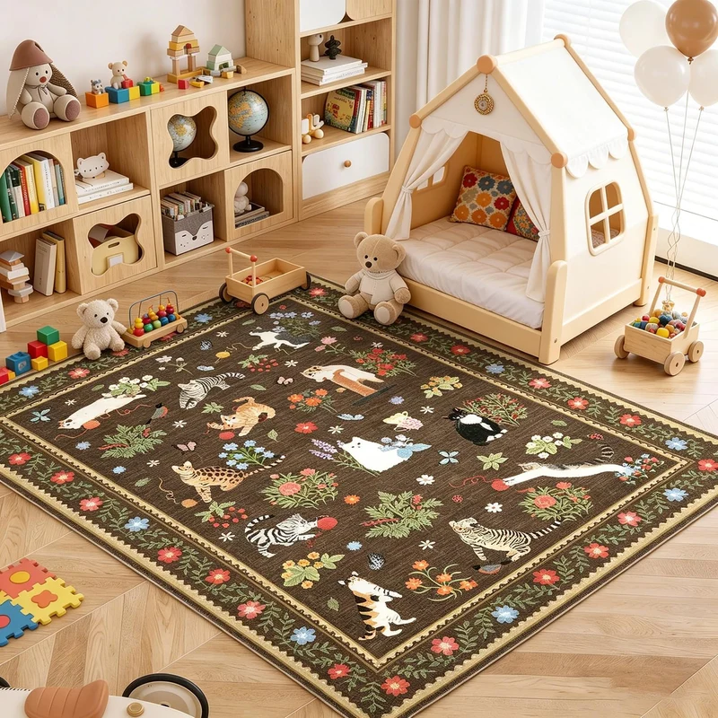 Garvee Katzenteppich Waschbar Rutschfest Weich Perlenvelours Für Wohnzimmer Und Kinderzimmer 200x290cm Braun