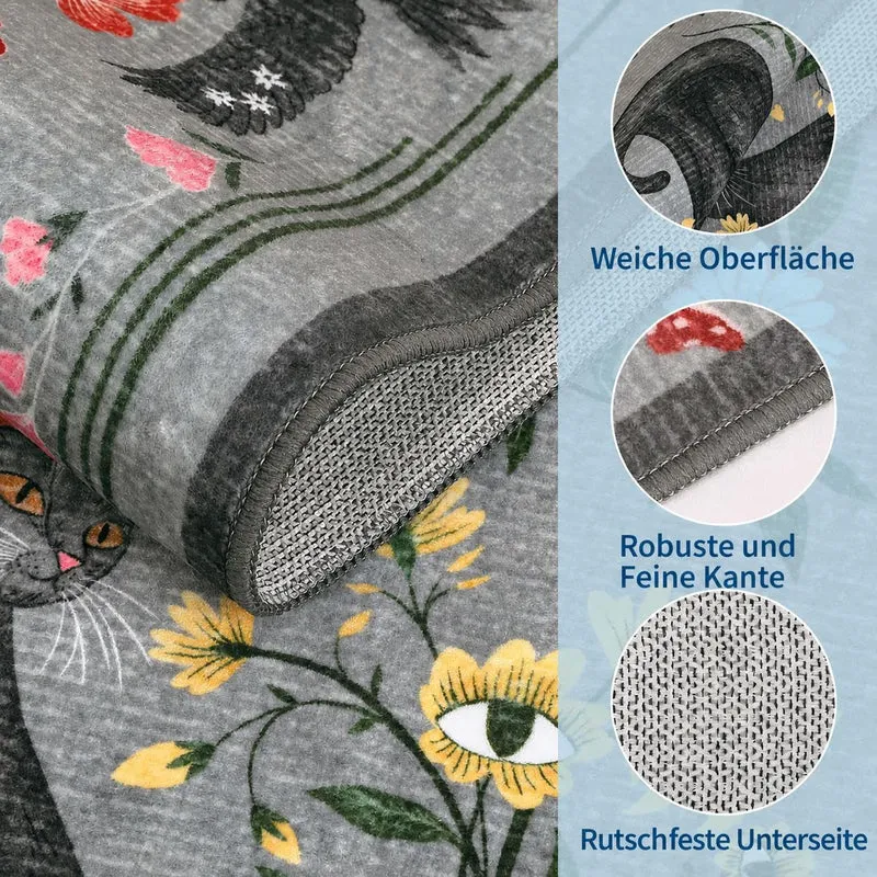 Garvee Tapis Chat Mystique Lavable Rembourré Antidérapant Gris 200x290cm Salon & Bureau