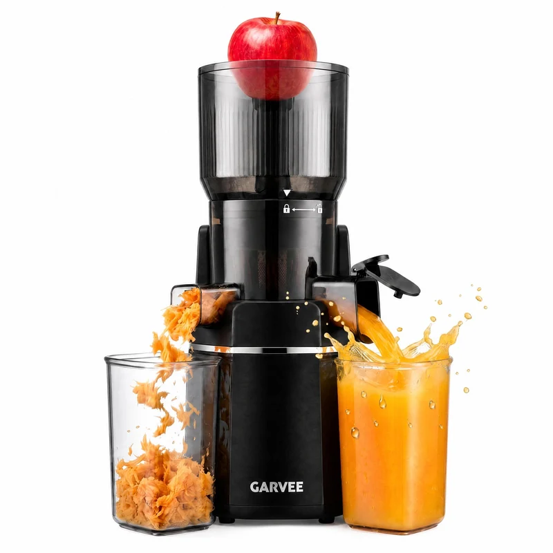 Garvee Entsafter Slow Juicer Presse à Froid Acier Inoxydable Large Ouverture Cuisine Santé