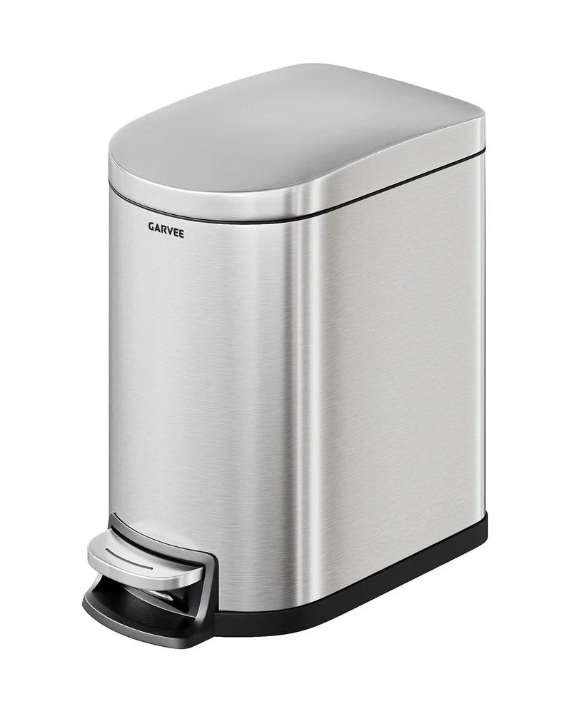 Garvee Poubelle Salle De Bain 6L Acier Inoxydable Étanche Avec Couvercle Soft-Close Poignée Arrière Compact Pour Chambre