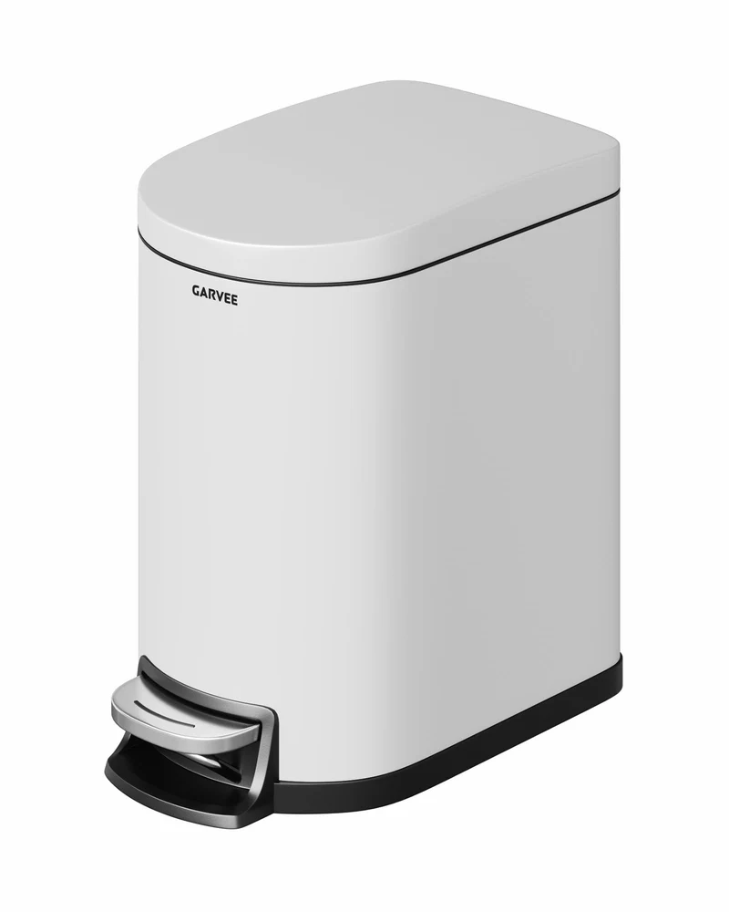 Garvee Poubelle De Salle De Bain 6L Métal Étanche Avec Couvercle Soft-Close Blanc Compacte Pour Chambre