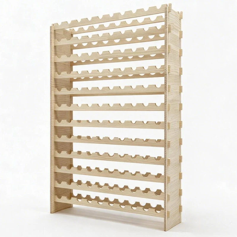 Garvee Weinflaschenregal En Pin Naturel 48 Bouteilles Robuste Tenon Verbindung Empilable Pour Cuisine Et Salon