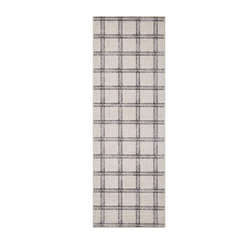 Garvee Alfombra Géométrica Low Pile Antideslizante Lavable Polyester Maison Moderne Noir
