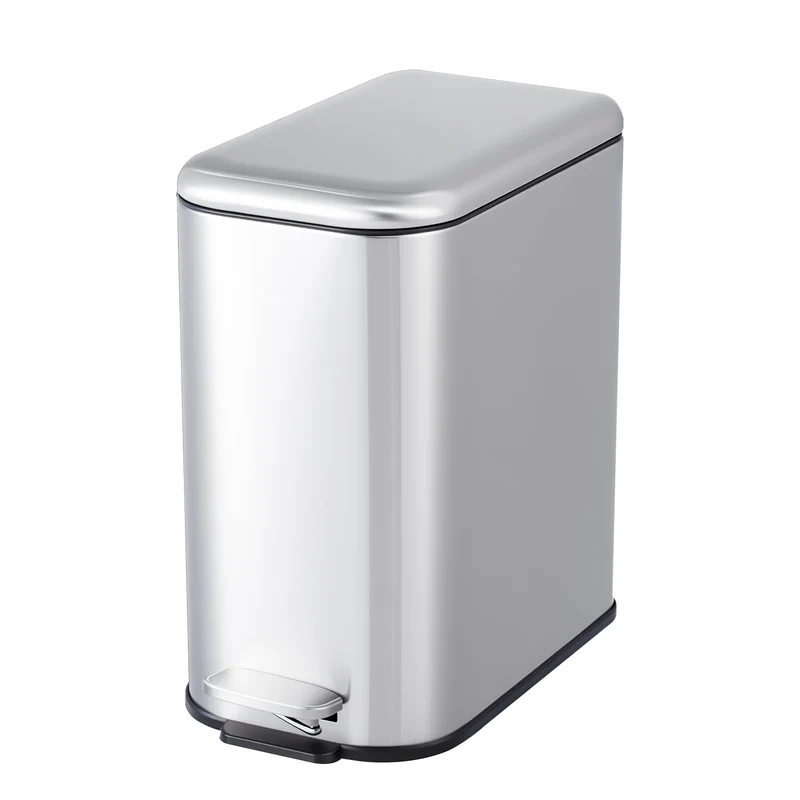 Garvee Poubelle de Salle de Bain 12L Acier Inoxydable Avec Couvercle à Fermeture Douce Argentée Pour Toilette et Bureau Compacte