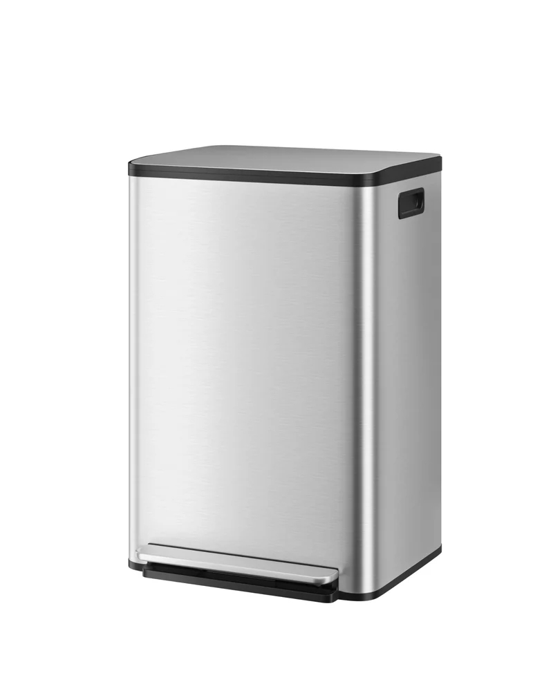 Garvee Poubelle Cuisine 13 Gallons Acier Inoxydable 410 Grade Avec Couvercle Soft-Close, Filtre Charbon, Usage Domestique, Antidérapante, Argent
