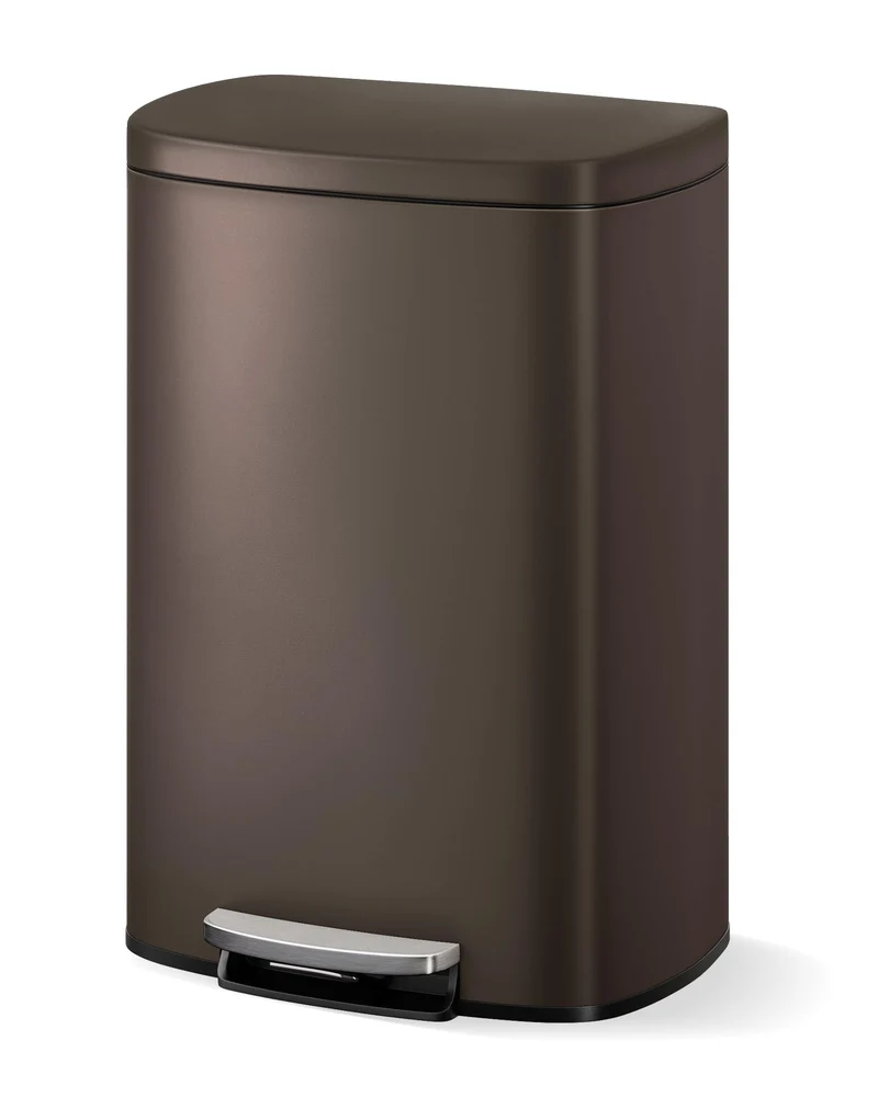 Garvee Poubelle De Cuisine Métallique 13 Gal 50 L Avec Couvercle Soft Close, Seau Intérieur, Acier Anti-Rouille, Poignée Arrière, Design Compact Pour Cuisine, Argent