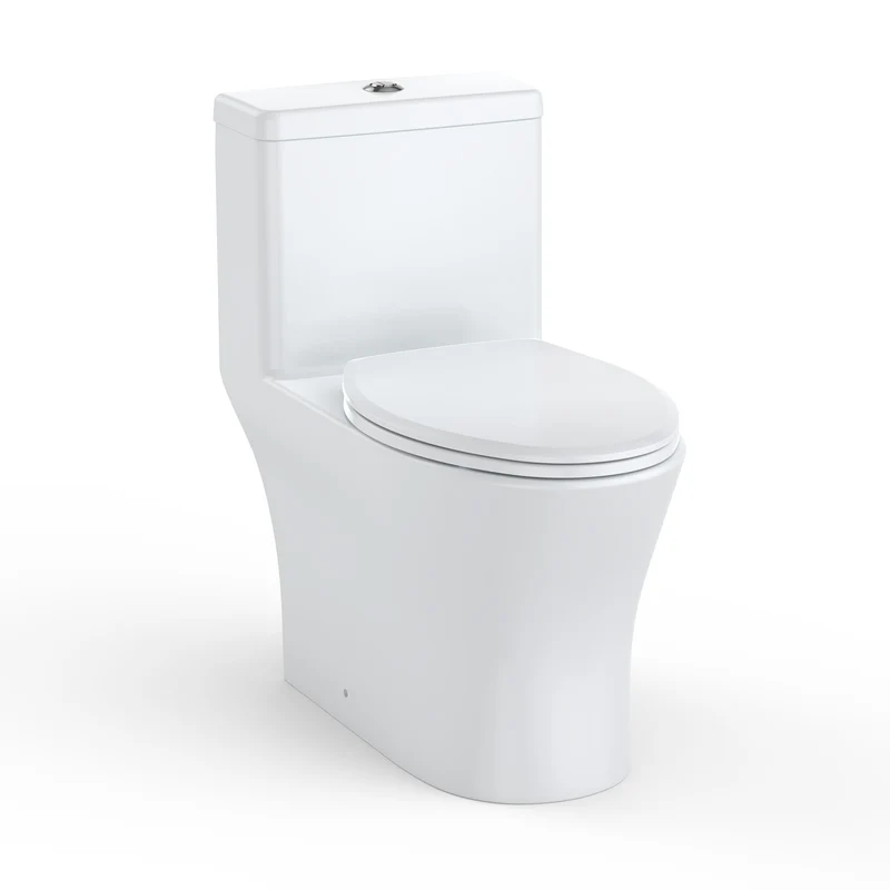 Garvee Toilette Monobloc Allongée Avec Siège Confort ADA 17.5" Double Chasse Puissante Céramique Durable Blanc Standard Salle De Bain